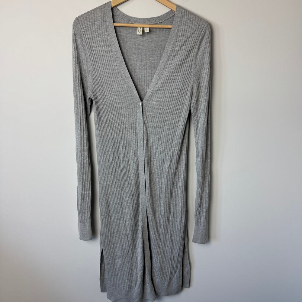 Meadow Rue Anthropologie Grey Ribbed Long Cardigan Size Large